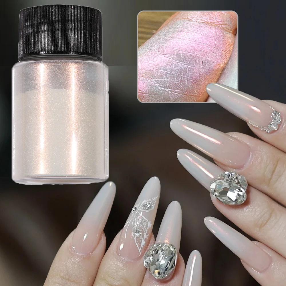 6 couleurs/ensemble Aurora sirène Chrome poudre à ongles blanc perle irisée Mica poudre caméléon pai