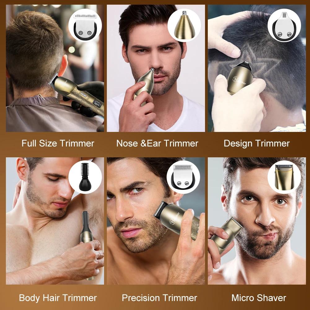 Hatteker-Tondeuse à cheveux électrique aste sans fil pour hommes, tondeuse multifonction, coupe de c