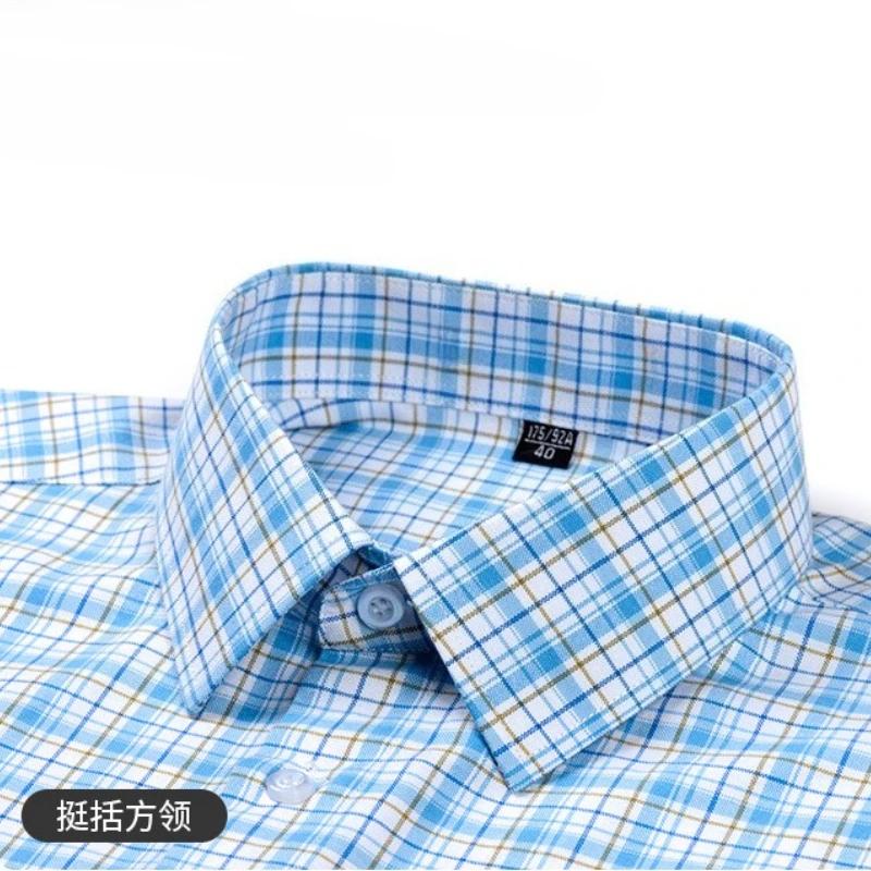 160KG chemises pour hommes Big and Tal classique Plaid rayure Oxford 100 coton chemise à manches cou
