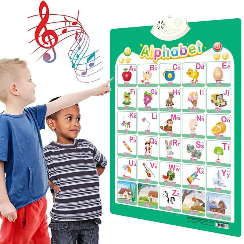 Affiche parlante anglaise, chiffres de l'alphabet, Fruits, animaux, tableau mural électronique inter