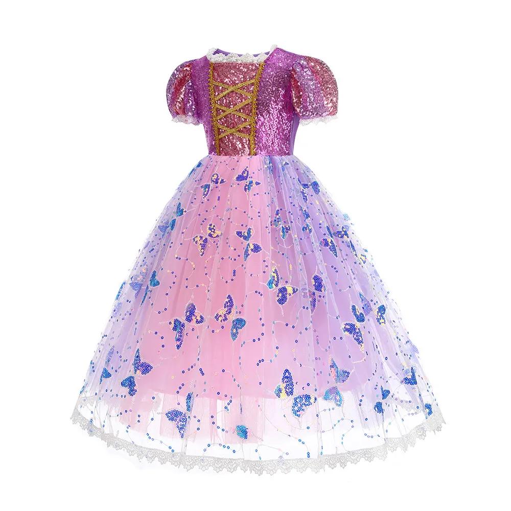Robe de princesse Rapunzel lumineuse 2026 pour fille, robe de bal LED, robe de Noël lumineuse, robe