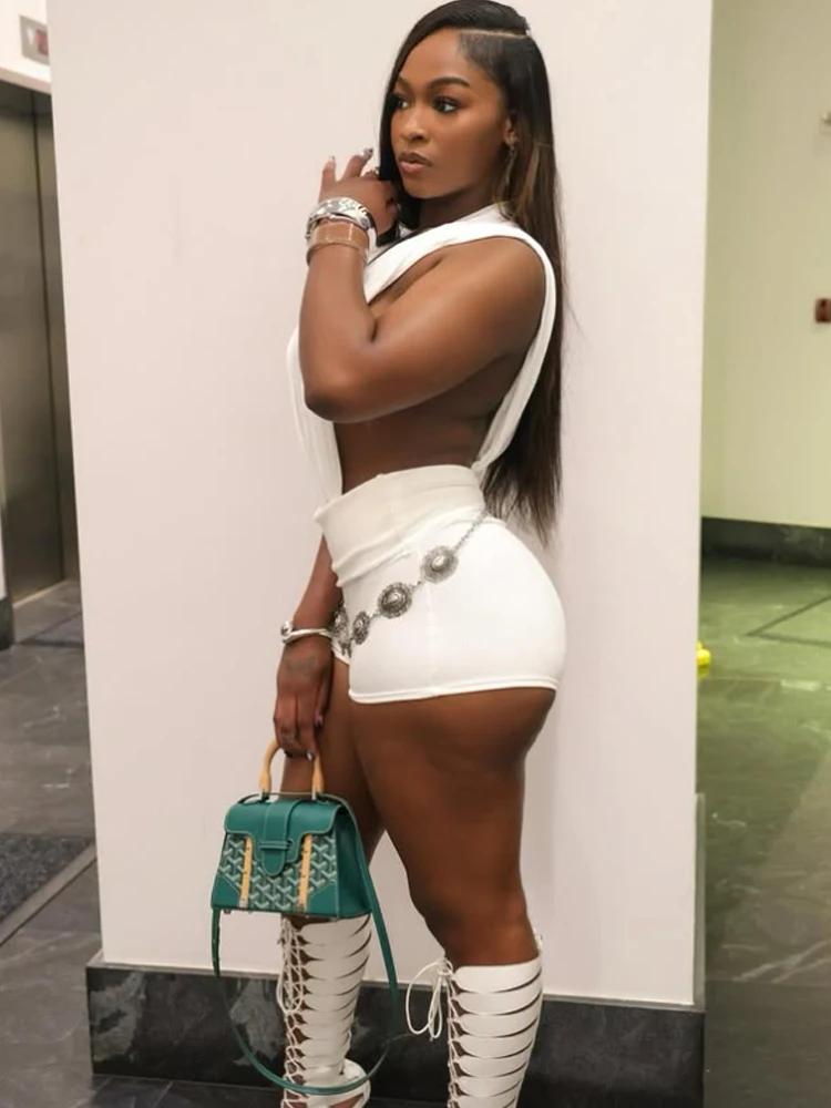 Chatte étrange Sexy femmes barboteuse sans manches creux Patchwork été col rond Hipster solide maigr