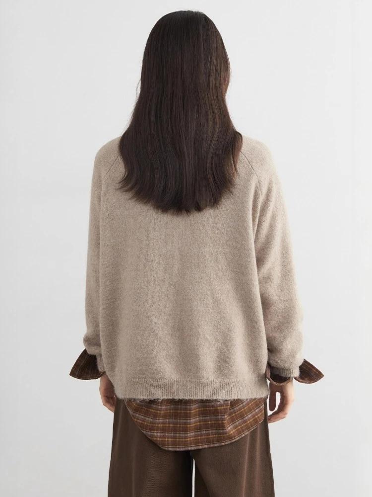 CHIC VEN femmes chandails ample décontracté O cou tricoté dessin animé chat chaud tricot pull femme