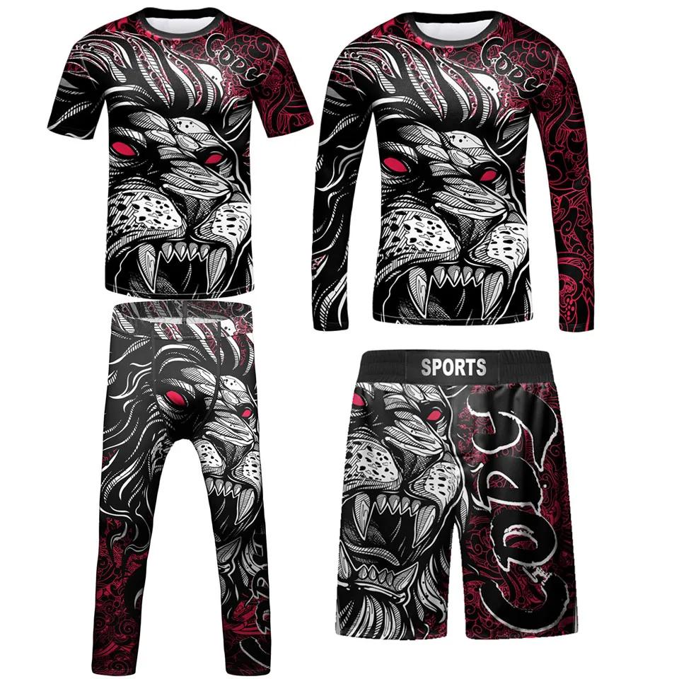Rashguard-T-shirt et pantalon Jiu Jitsu pour enfants, vêtements de sport pour garçons, herbe grappin