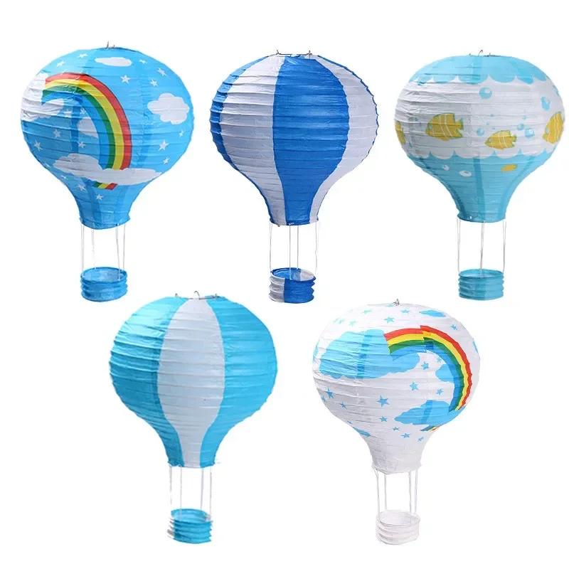 Lanterne flocon de neige père noël, 30cm, élan, ballon à Air chaud, lanterne en papier suspendue pou
