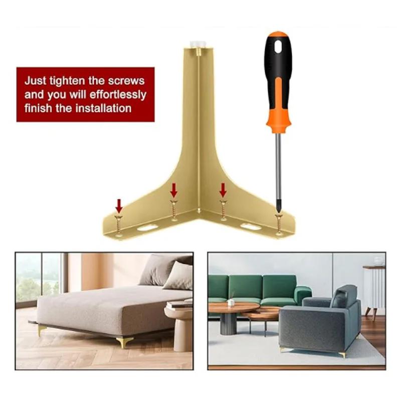 4 pièces bricolage remplacement canapé pieds pieds en métal pour meubles pied moderne Triangle pieds