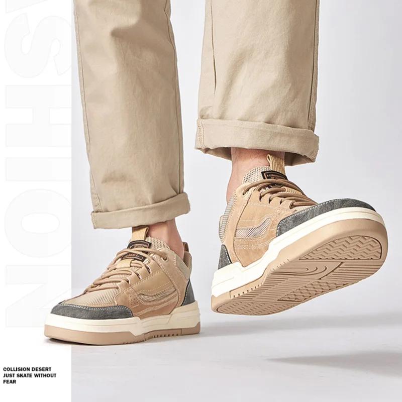 GOLDEN CAMEL Chaussures pour hommes, style rétro, pour le skateboard, rehaussantes, basses, de sport