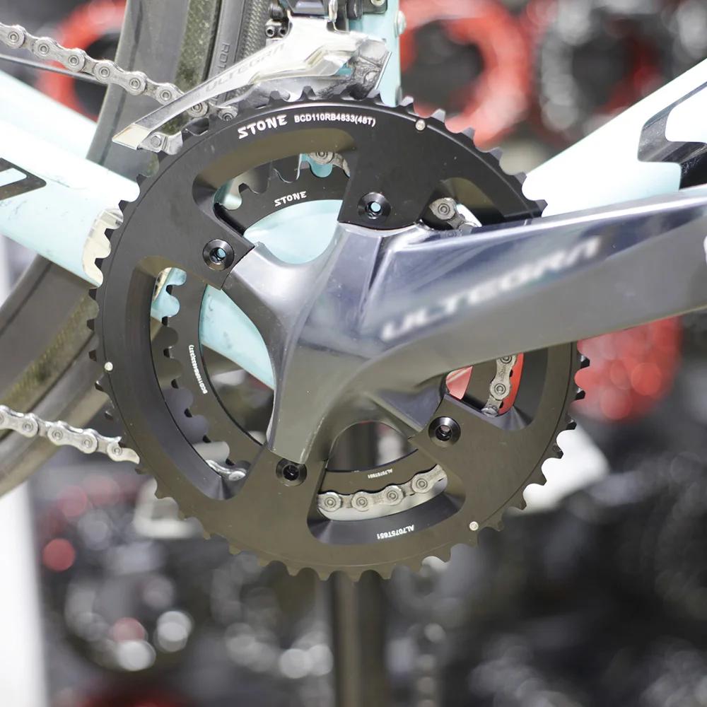 Plateau double vélo route BCD 110mm 46T-32T alliage pierre compatible Shimano R7000 R8000 R9100