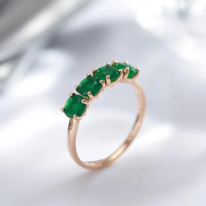 Bague en or rose 18 carats pour femme, bijoux en pierres précieuses émeraude naturelles, boîte à mat