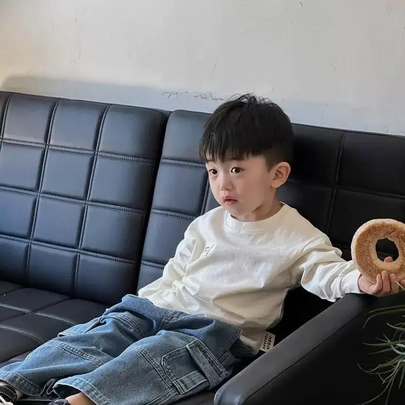 Jeans pour garçons style coréen, pantalon cargo ample polyvalent, marque de mode pour enfants, panta