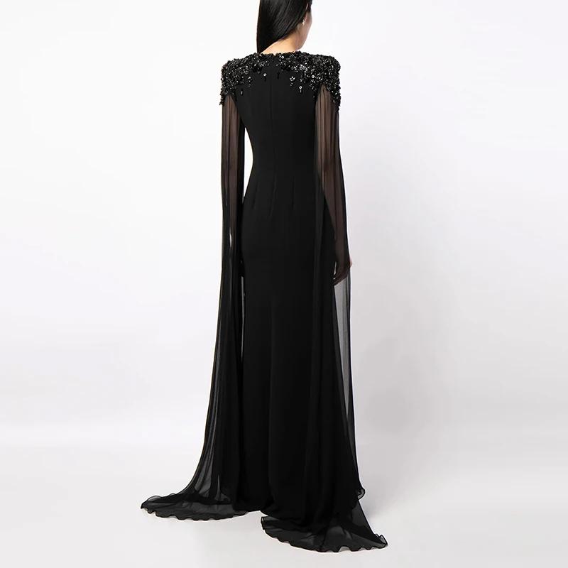 HIGH STREET Nouvelle Collection 2026 Robe de Soirée Longue Maxi pour Femme à Manches Longues Ornée d
