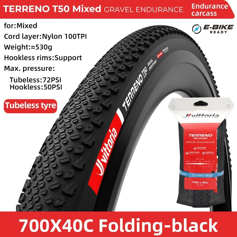 Pneu de vélo Vittoria TERRENO pour gravier mixte, endurance, 700x40C, tubeless, vitesse et performan