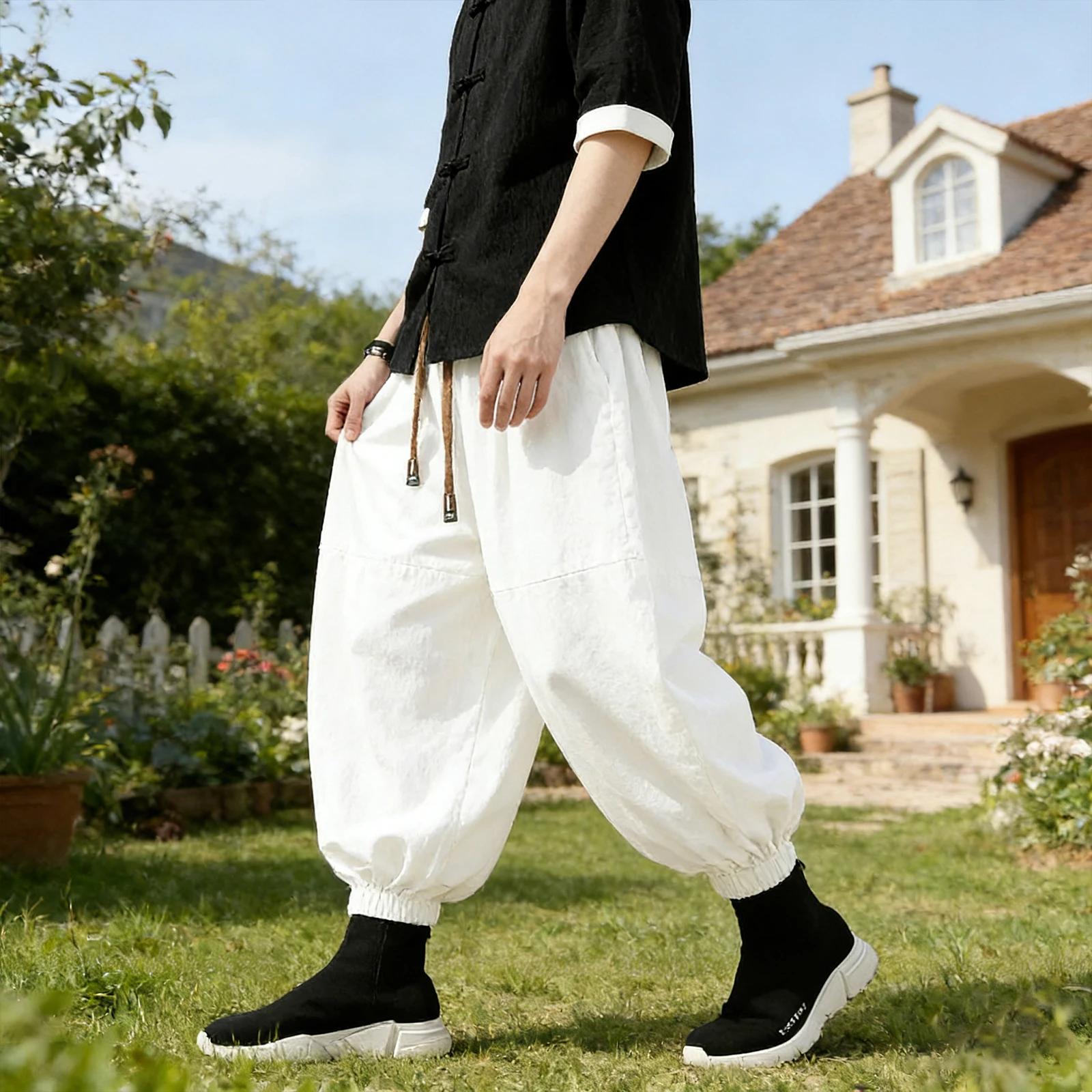 Pantalon homme FGKKS neuf, style chinois, coupe ample, pour randonnée et voyage, avec cordon de serr