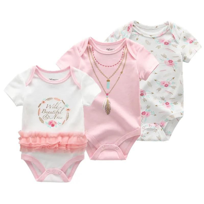 Kiddiezoom Lot de 3 Bodys Bébé Unisexe à Manches Courtes en Coton Doux 100% avec Motifs de Dessins A