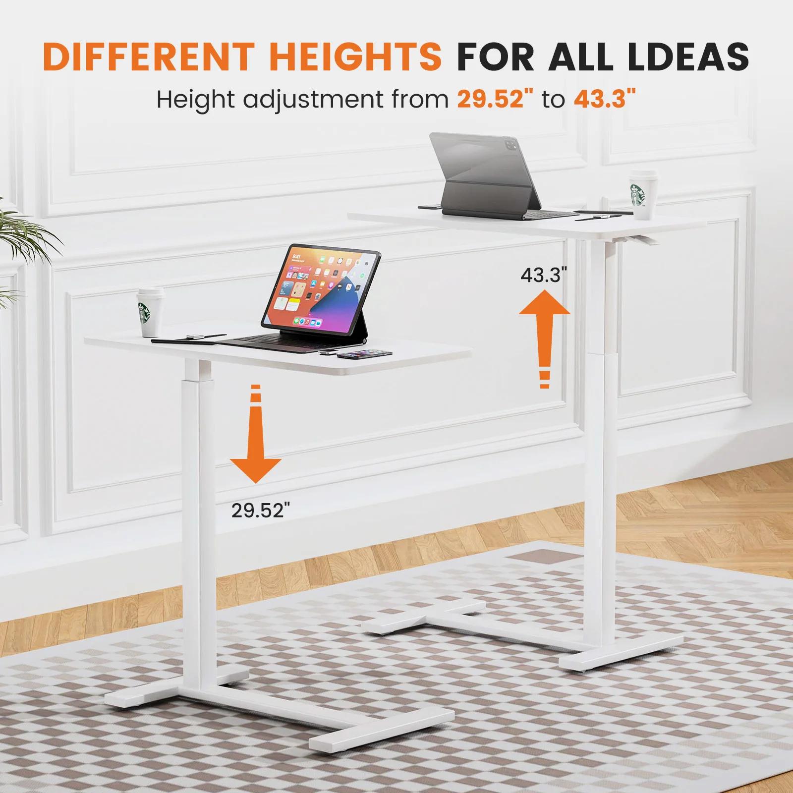 JHK – Table de chevet avec roulettes cachées, hauteur réglable, pour usage domestique, ordinateur po