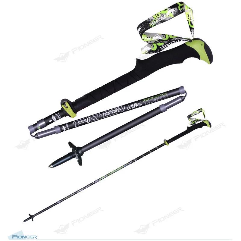 Bâton de marche pliant en fibre de carbone PIONEER, 2 pièces, 5 sections réglables, Alpenstocks, ran