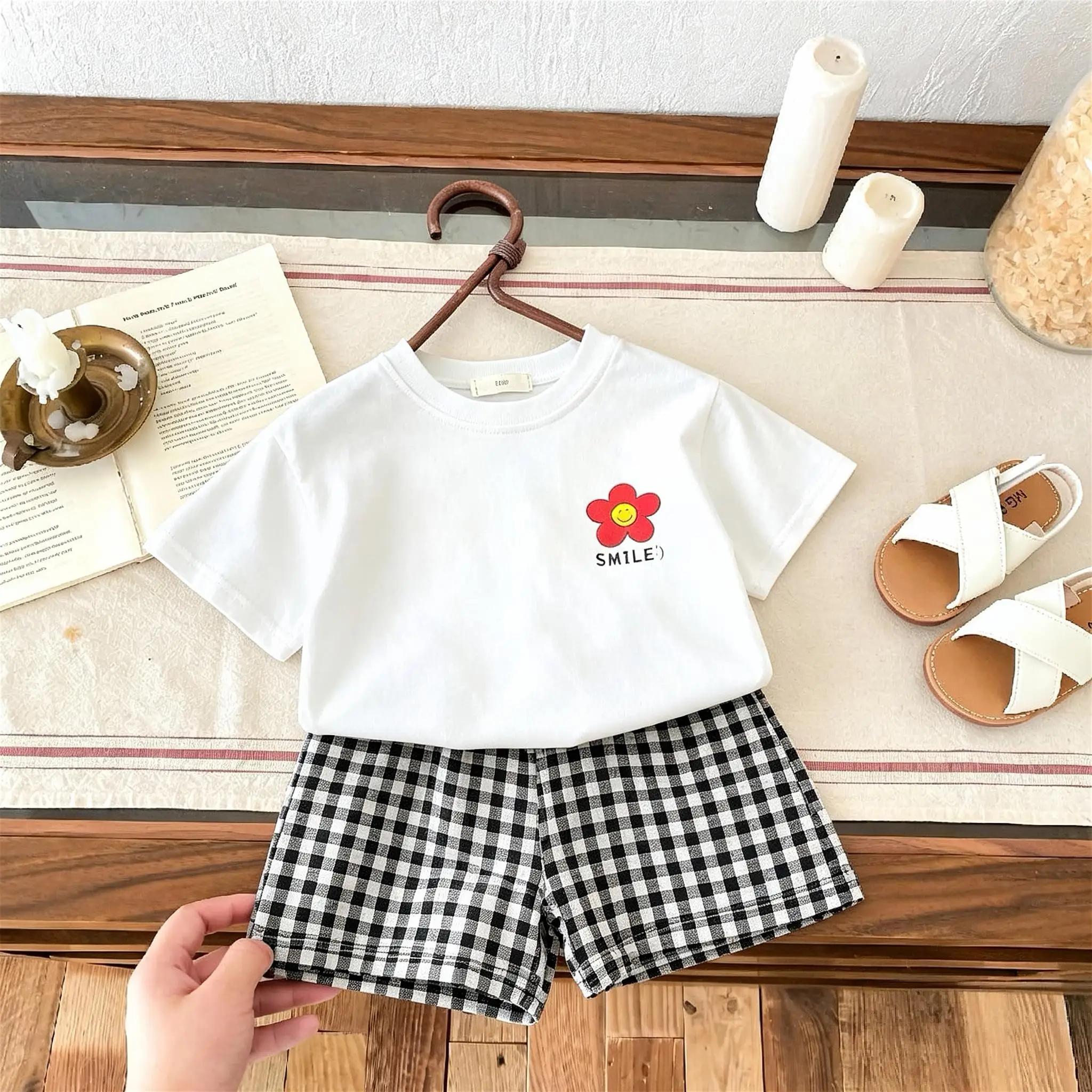 Vêtements pour enfants de 1 à 6 ans, ensemble à manches courtes, T-shirt + short, tenue décontractée