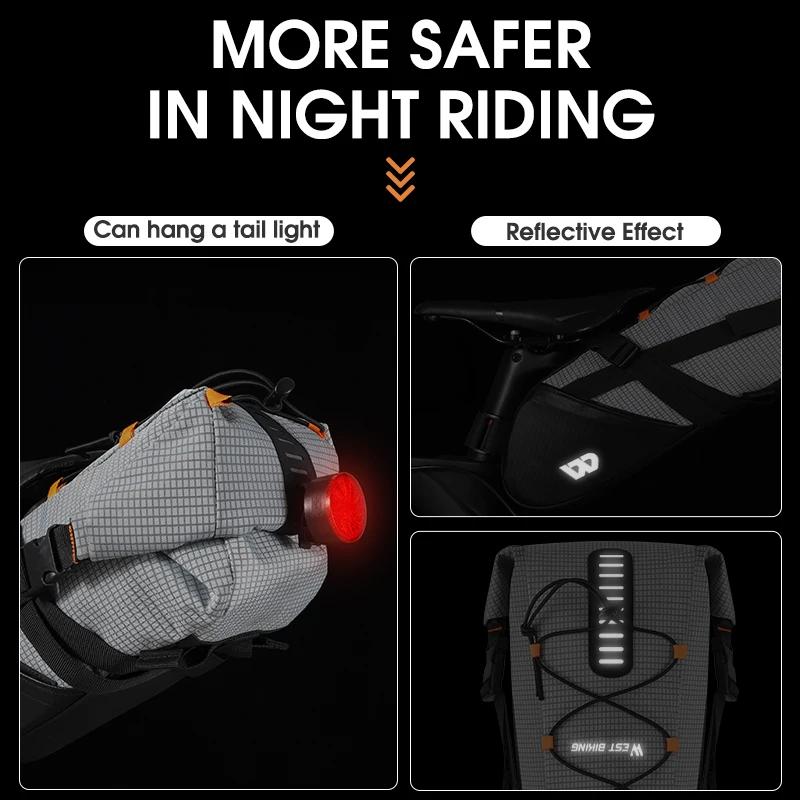 WEST BIKING – sac de selle de vélo pliable sous le siège, 10l, 100% étanche, pour outils, sacoche ar