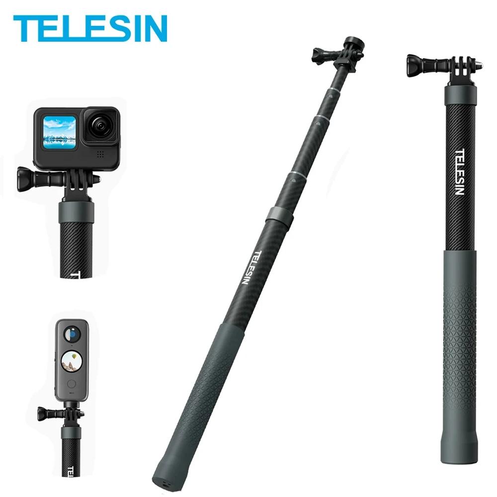 TELESIN 1.2M 3M perche à Selfie en Fiber de carbone monopode extensible avec vis 1/4 pour GoPro 13 1