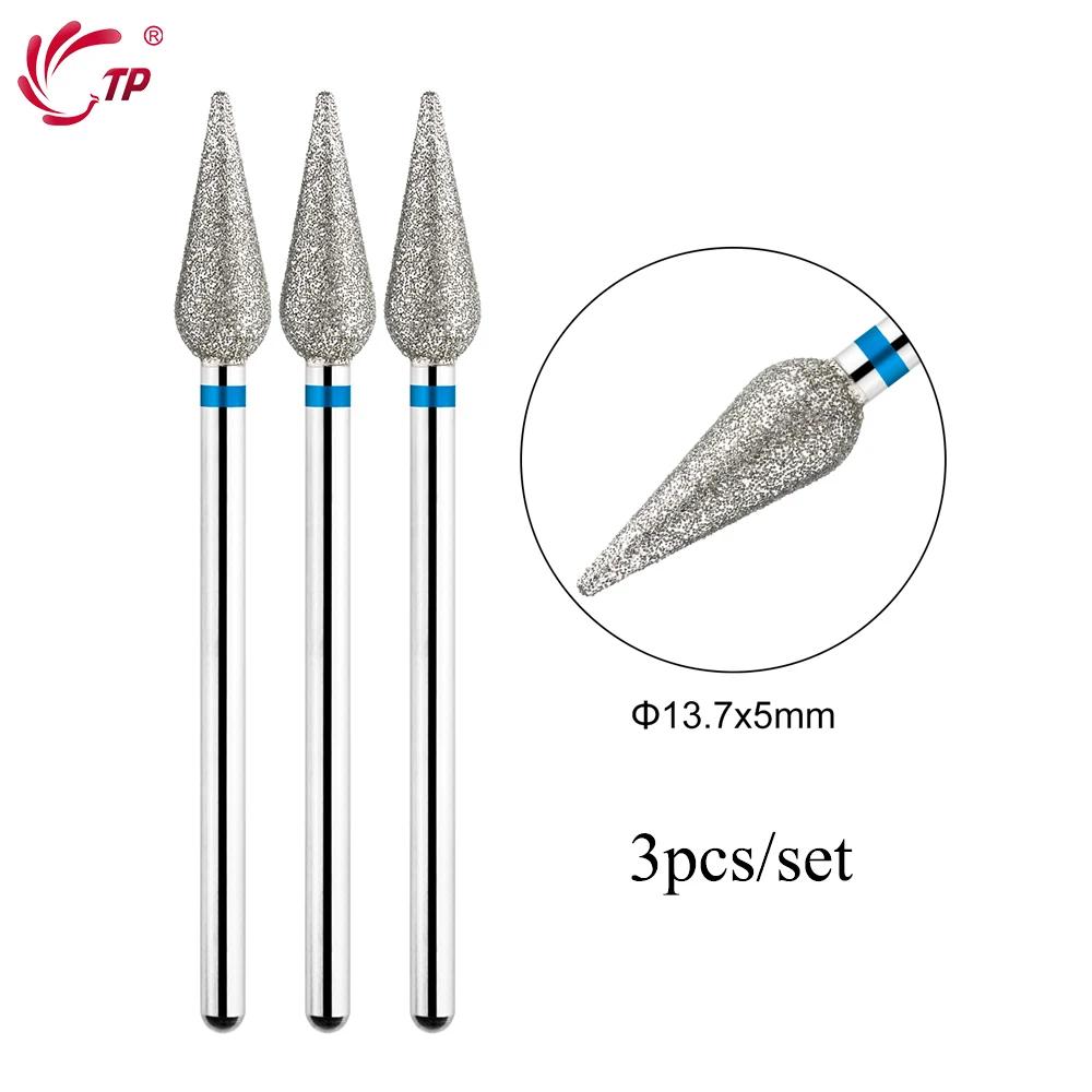 TP 3 pièces/ensemble forets à ongles diamant flamme 3/32 ''embouts de lime électrique russe fraise p