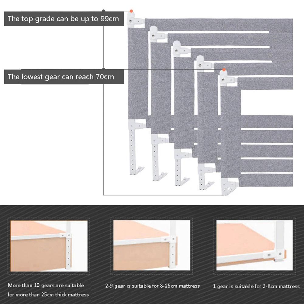 Barrière de Lit Extra-Large de 150 / 180 / 200 cm Protection de Lit pour Tout-Petit Accessoire de Ch