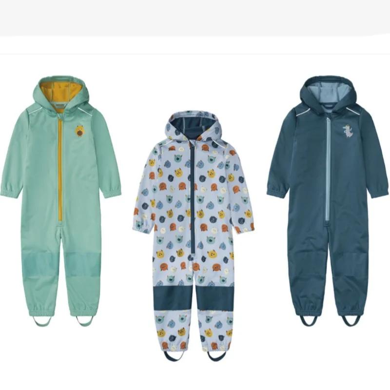 Combinaison softshell pour enfants au printemps et en automne, avec velours ajouté, propriétés imper