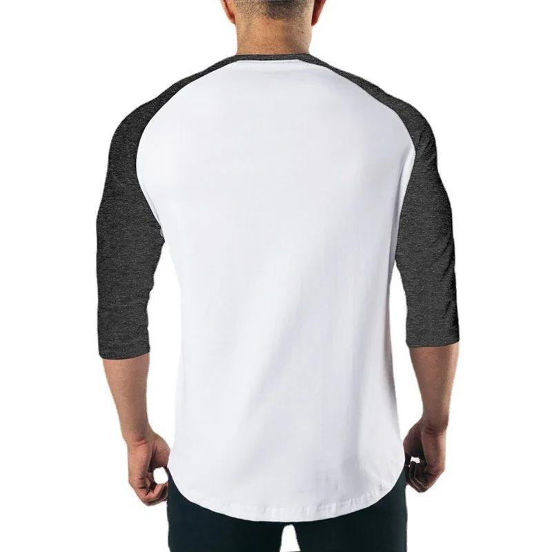 Chemise de Fitness à manches trois quarts pour hommes, vêtements d'entraînement, T-shirt respirant e