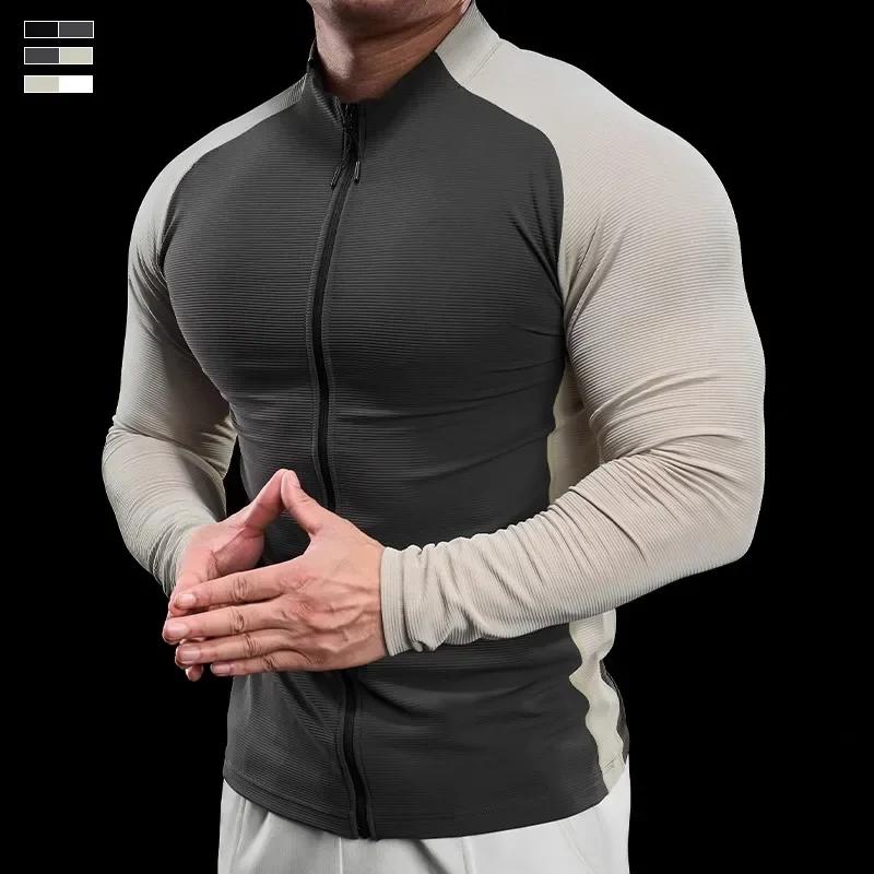 Haut fitness homme manches longues séchage rapide respirant - Veste sport course entraînement automne 2024