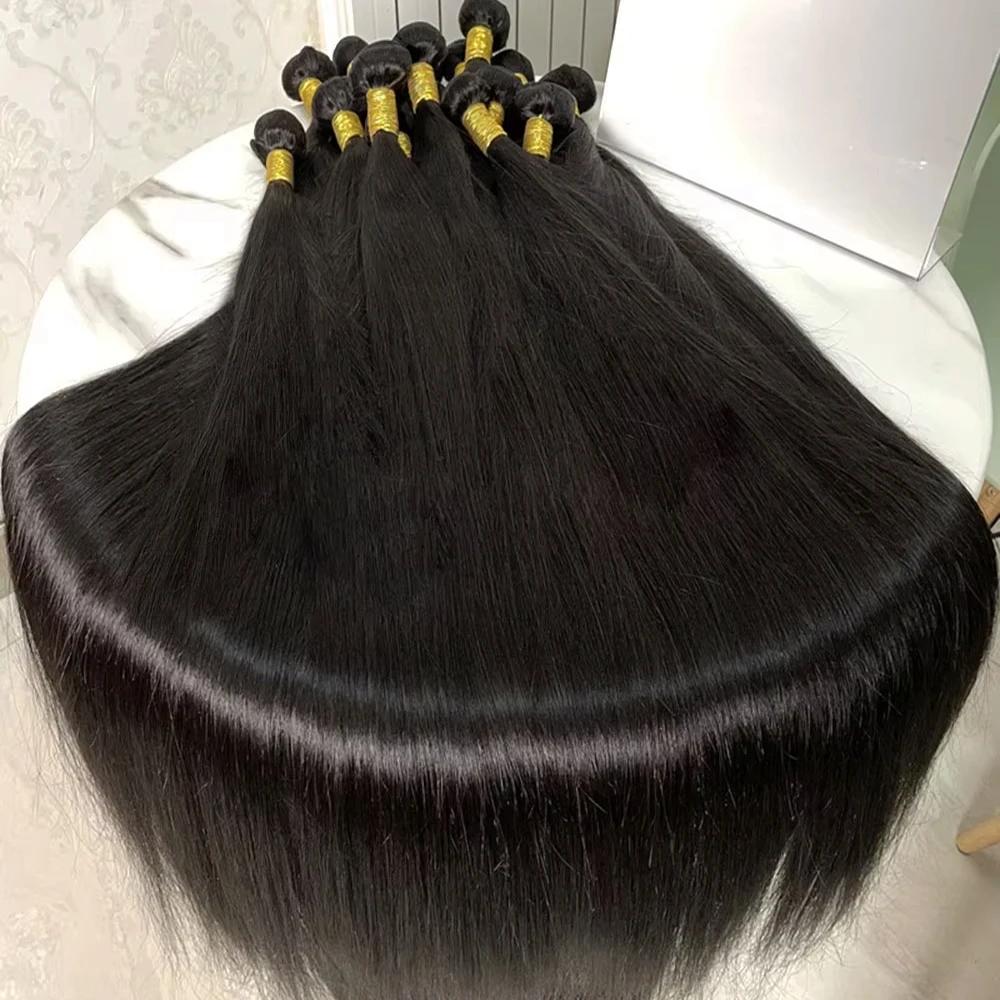 Extensions de cheveux naturels indiens vierges, lisses comme des baguettes, 26, 28, 30 pouces, 3 ou