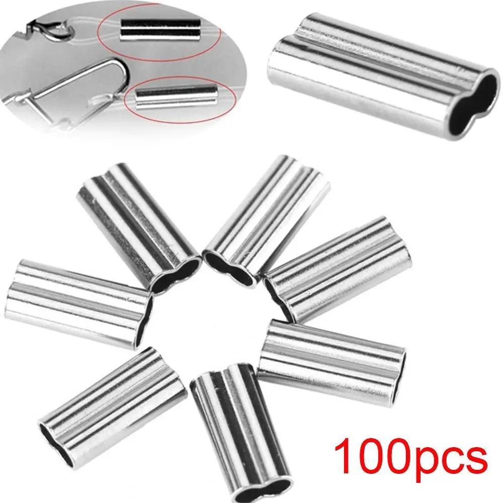 Manchons à sertir pour pêche, 100 pièces, simple, Double baril, outils de connecteur de matériel