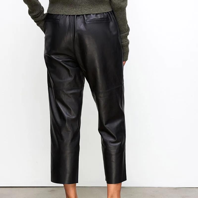 Nouveauté 2026 : Pantalon Streetwear Grande Taille Y2K en Cuir Véritable, Pantalon Harem Femme en Pe