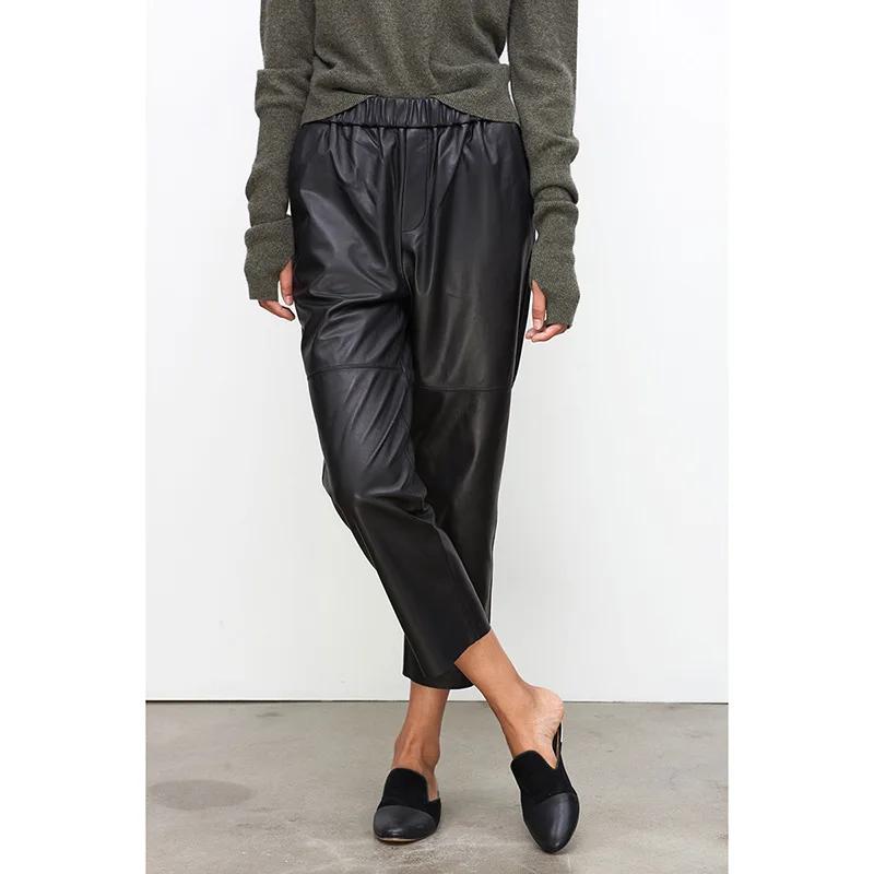 Nouveauté 2026 : Pantalon Streetwear Grande Taille Y2K en Cuir Véritable, Pantalon Harem Femme en Pe