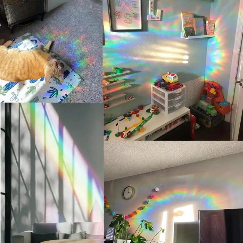Autocollants de fenêtre Suncatcher arc-en-ciel, PVC, chat, papillon, prisme, verre, autocollant mura