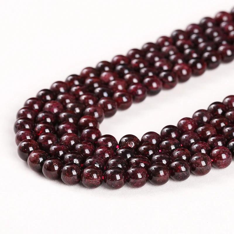 Perle de grenat rouge foncé en pierre naturelle 1A, entretoise ronde adt, taille de choix 4mm, 6mm,