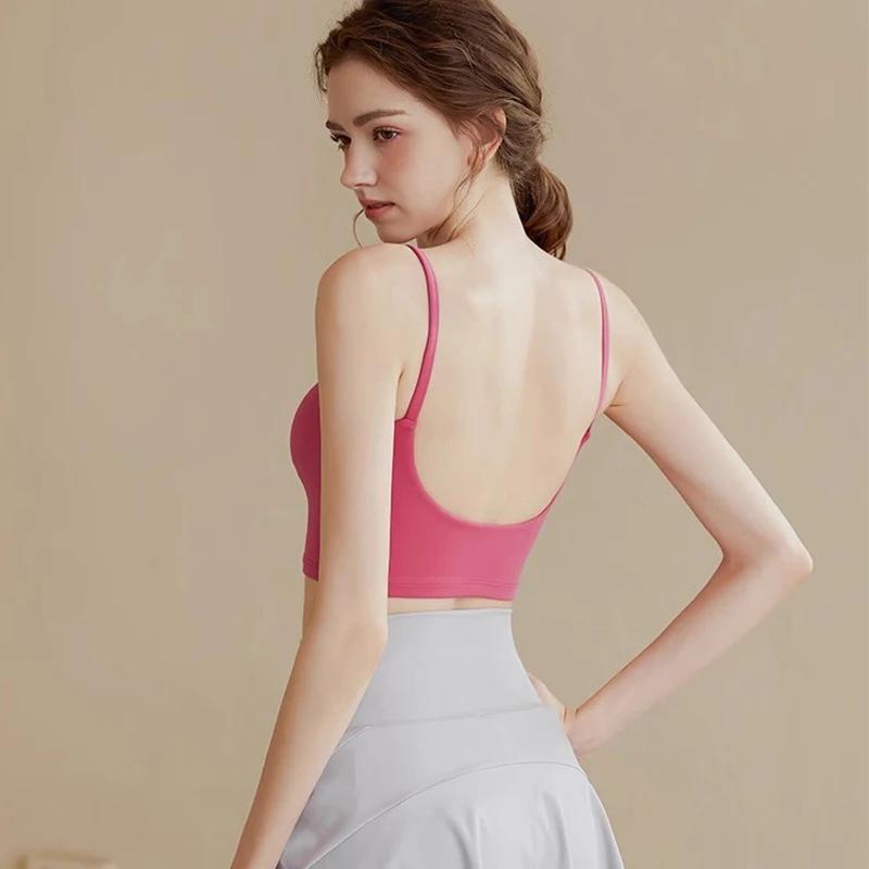 Haut de soutien-gorge de sport pour femmes, push up, rembourré fixe, hauts push-up, gilet de fitness