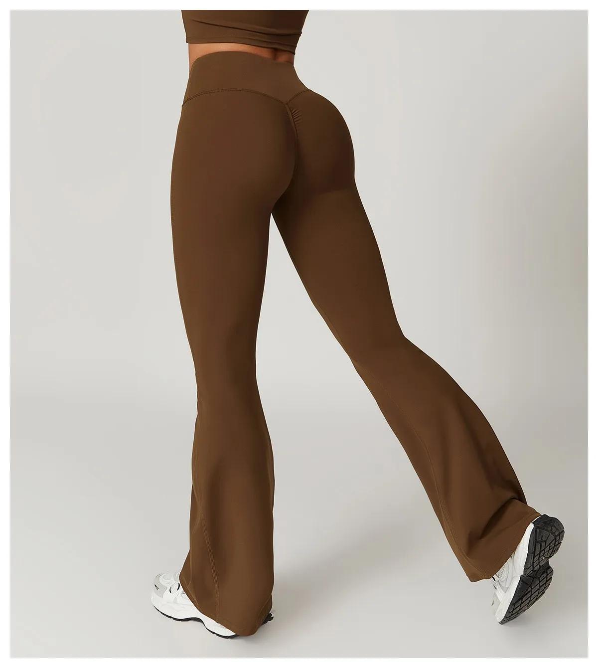 Leggings de Yoga évasés croisés pour femmes, taille haute, bas de cloche croisée en V, contrôle du v