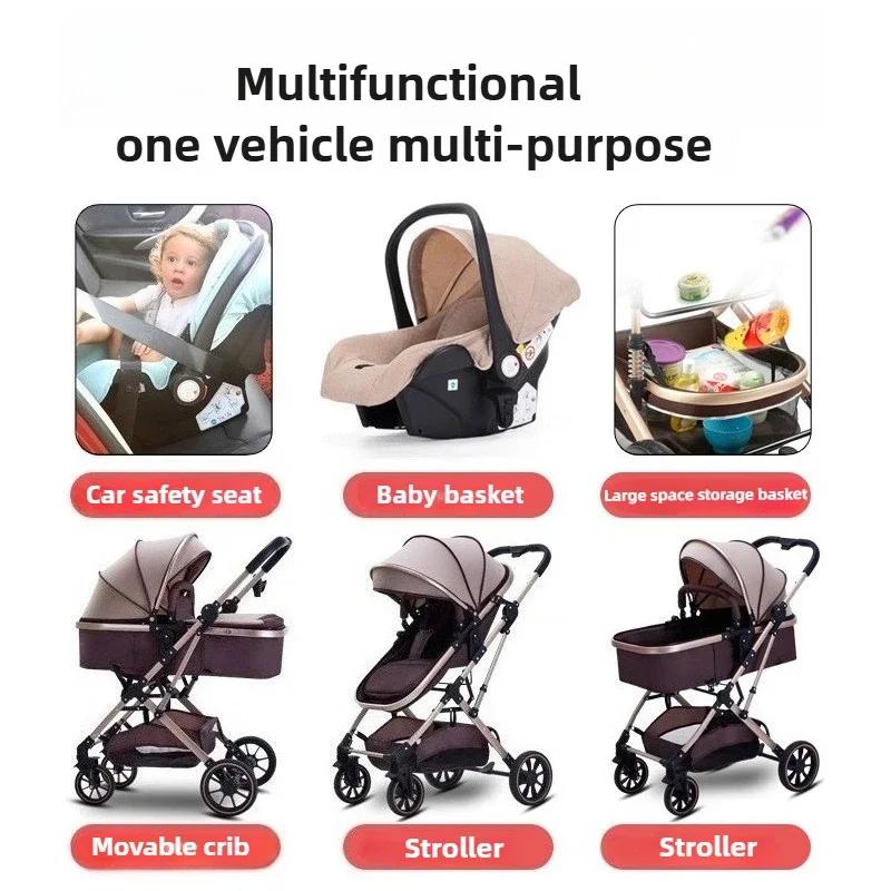 Poussette bébé 3 en 1 à grande vue avec siège auto pliable, dossier réglable, poussette bébé Portabl