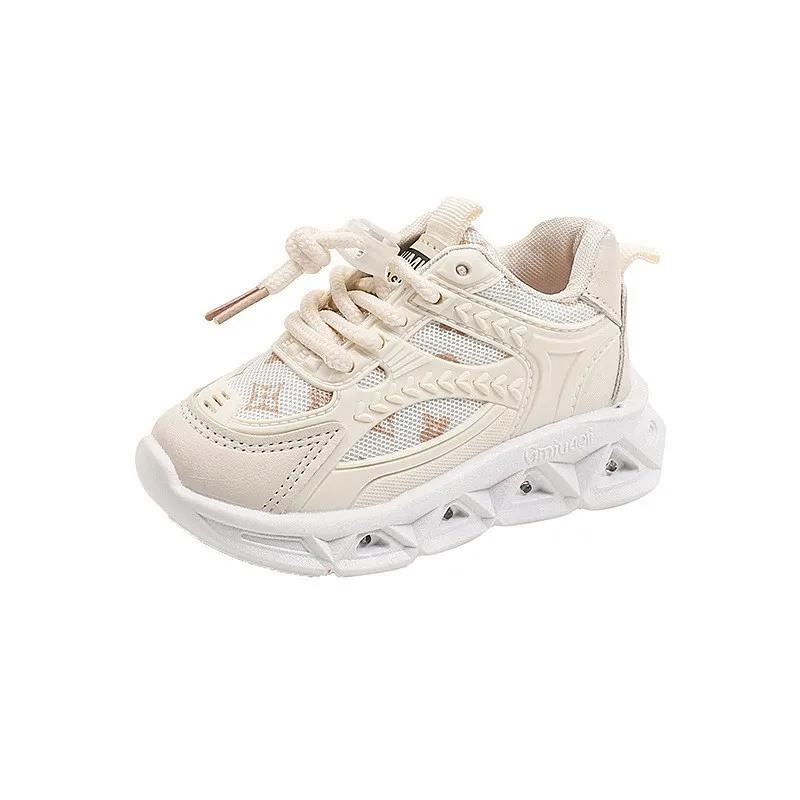 Chaussures en cuir pour bébés, chaussures lumineuses à la mode pour enfants, maille légère, pour pet