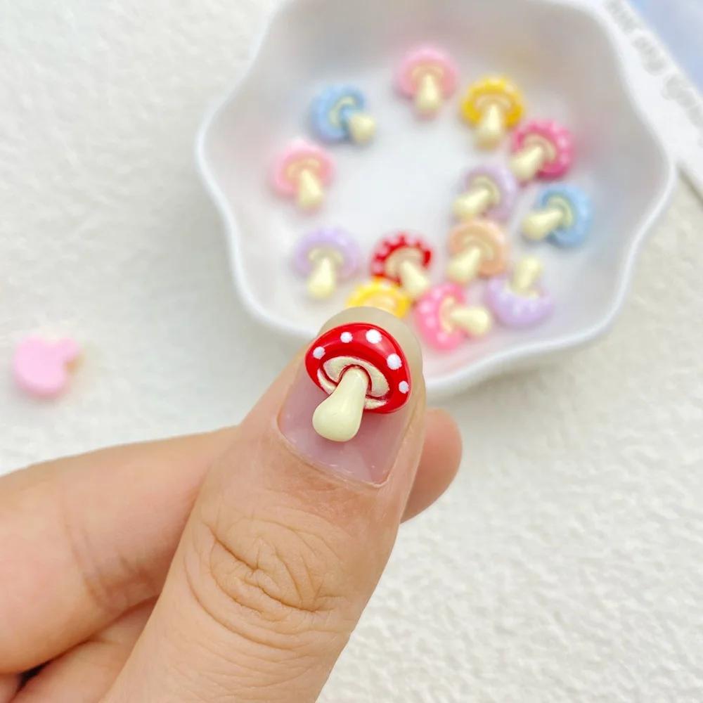 30 pièces nouveau mignon résine petit champignon dos plat ornement fabrication de bijoux manucure ac