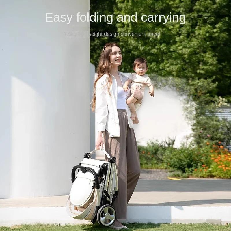 Poussette de luxe pour nouveau-né, chariot bidirectionnel à grande vue, poussette pliable en forme d