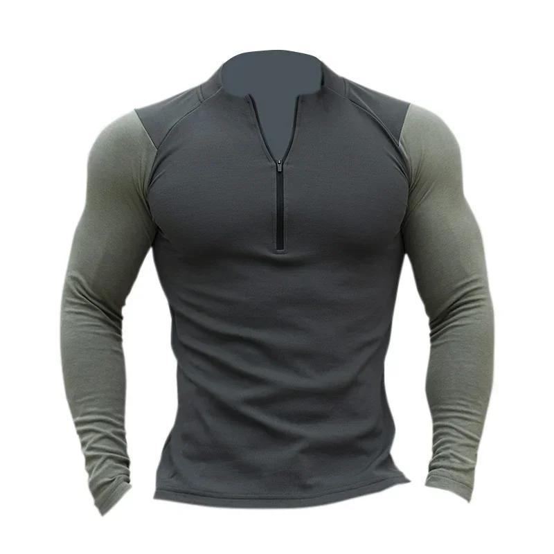 Hommes Compression course Sport T-shirt athlétique serré à manches longues sweat formation Jogging v