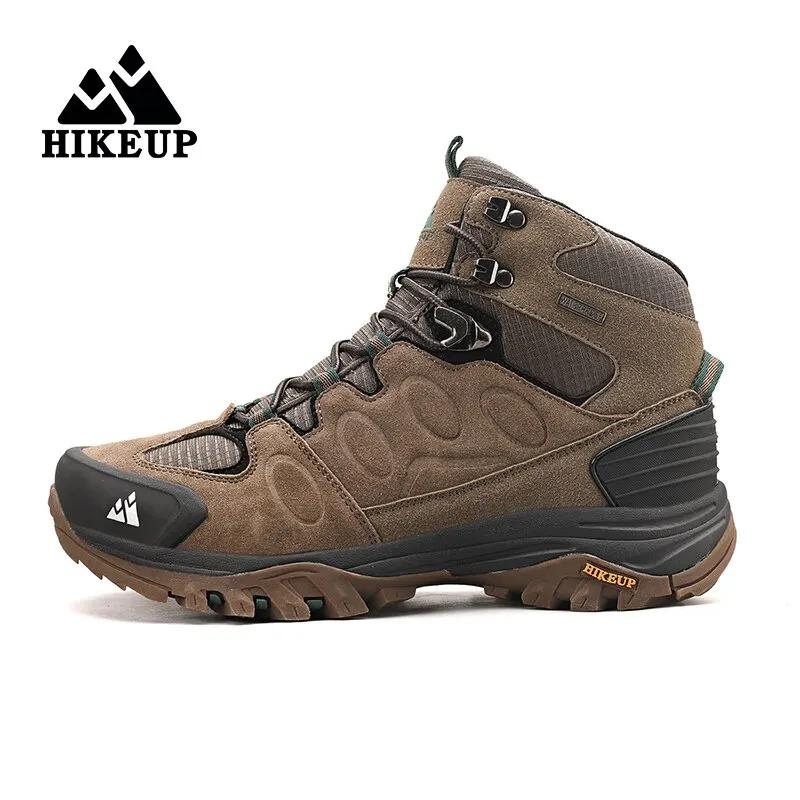 Bottes randonnée daim homme HIKEUP - Chaussures plein air lacets trekking hiver chaudes
