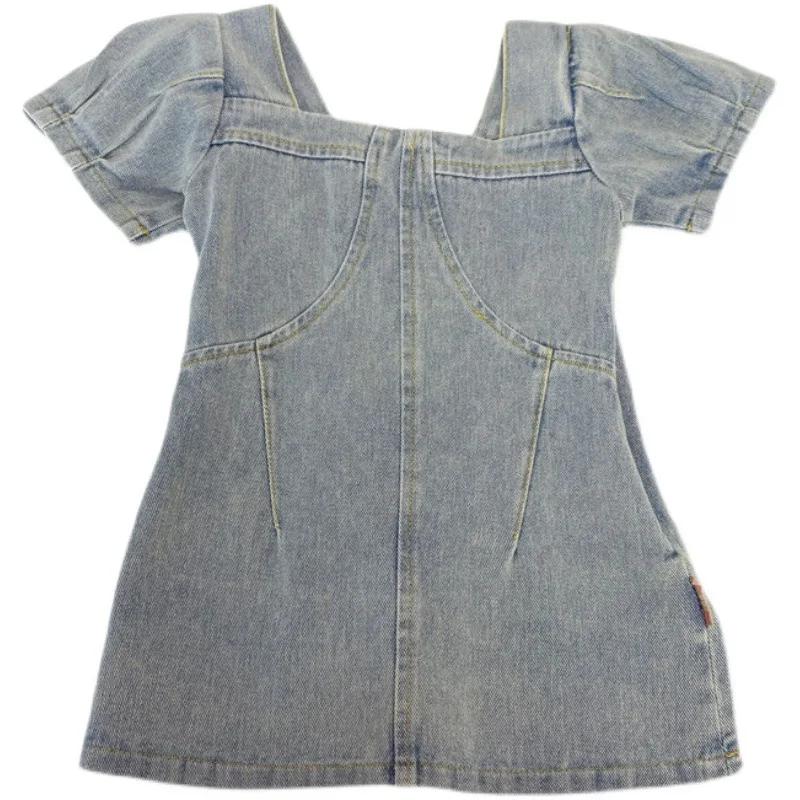 Nouvelle Robe en Jean pour Filles Été 2026 Style Coréen Tendance Manches Courtes Manches Bouffantes
