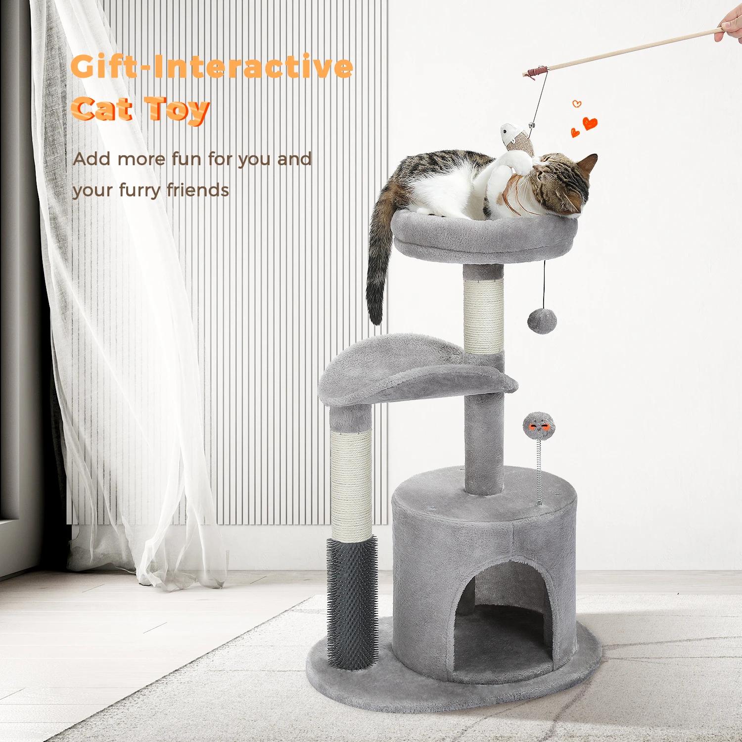 Tour de petit arbre à chat d'intérieur pour chats, jouet coule pour chat de taille moyenne, condo po