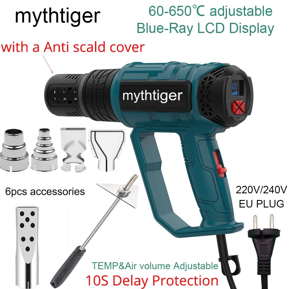 Pistolet thermique industriel 220V avec prise EU, sèche-cheveux, pistolet à air chaud pour la constr