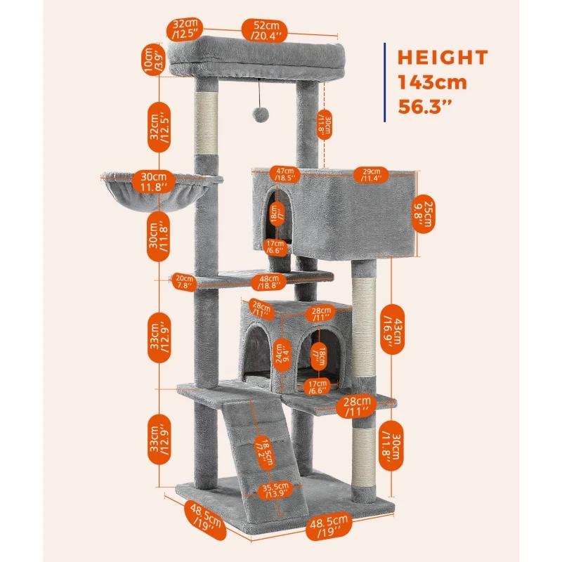 Arbre à Chat pour Grands Chats Adultes avec Super Grand Perchoir Supérieur, Tour pour Grands Chats a