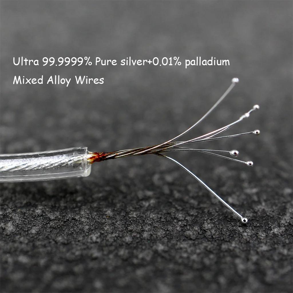 Câble d'écouteurs en paladium argent pur, 8 cœurs, 99% 7n, pour 0.78mm, 2 broches BA W4r UM3X UM3RC