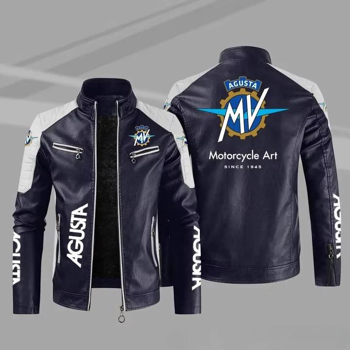 【Taille européenne】Augusta Mv moto Logo veste de mode Pu haut de gamme veste en cuir décontractée po