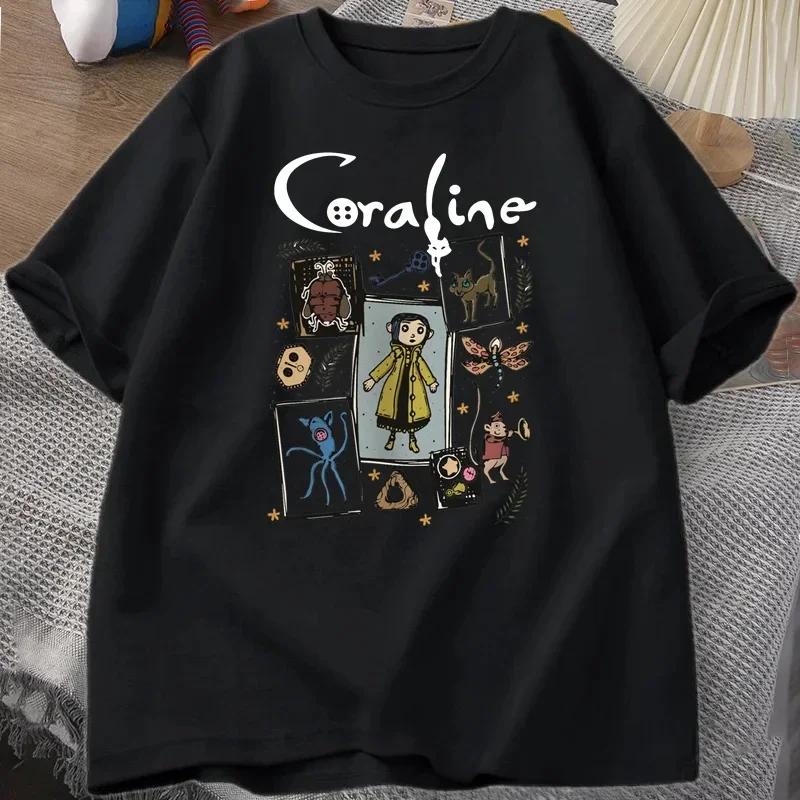 Coraline Halloween T-shirt femmes hommes effrayant Vintage T-shirt Harajuku automne à manches courte