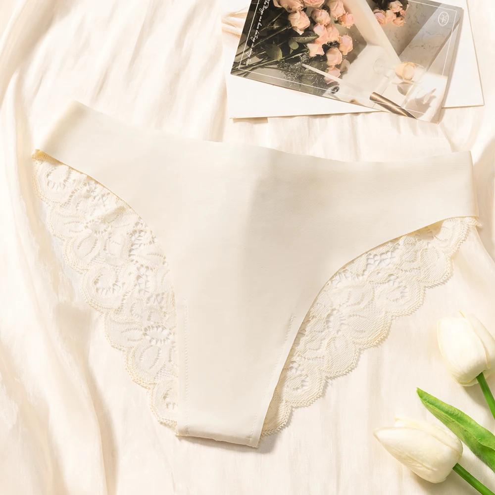 Culotte Sexy en Dentelle Sans Couture pour Femme, Sous-Vêtement Confortable, Doux et Respirant, Ling